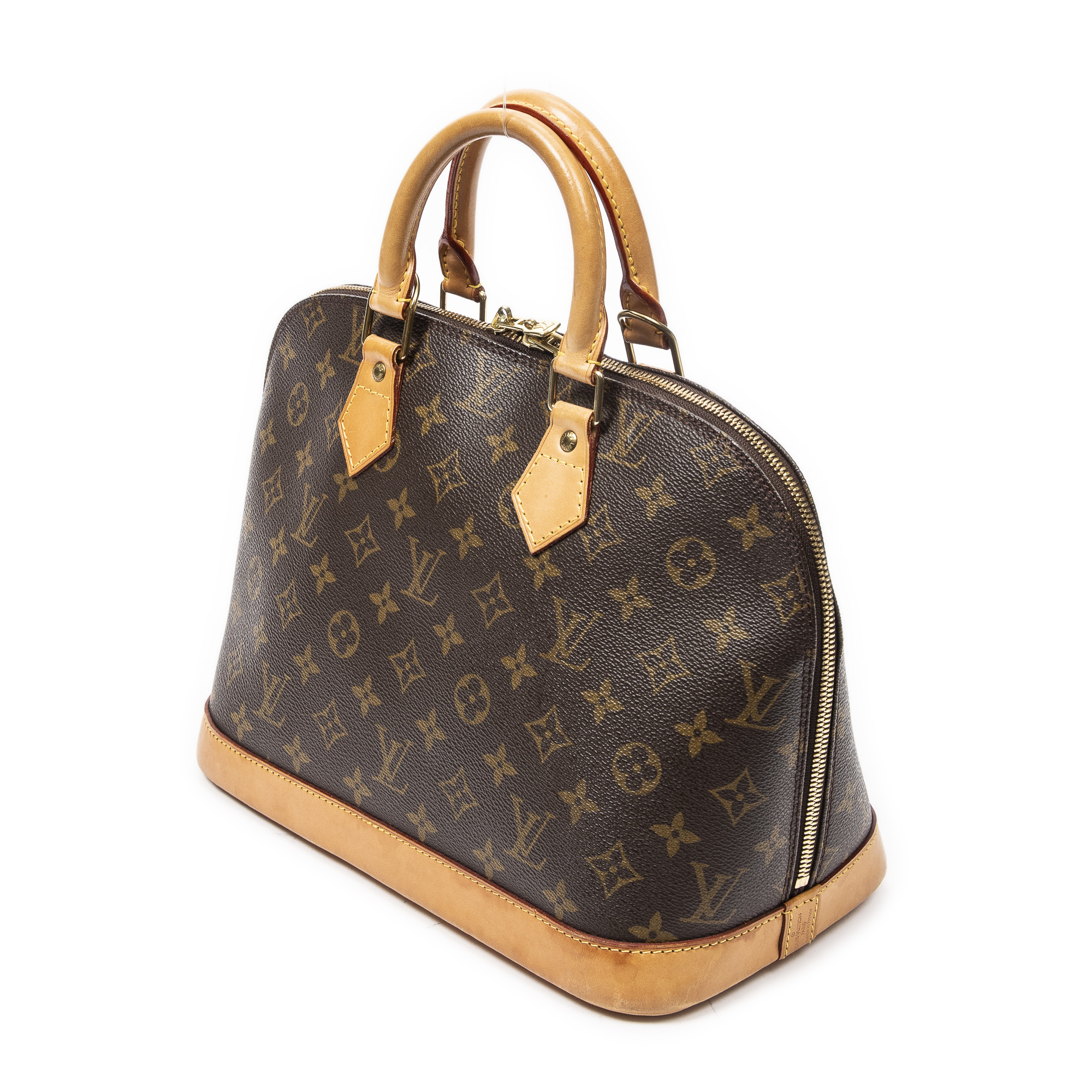 LOUIS VUITTON Alma PM Monogram Canvas Satchel Bag Brown