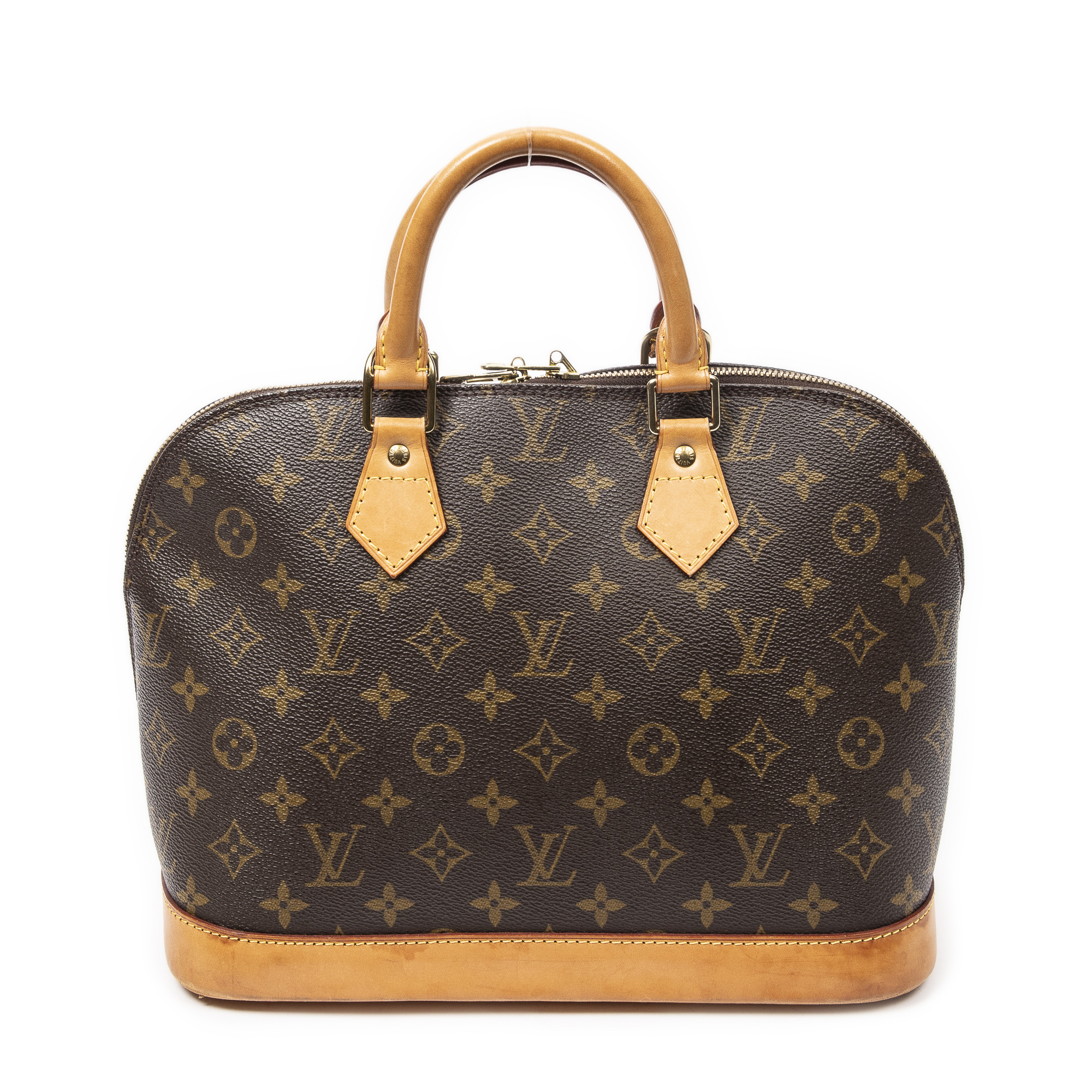 Louis Vuitton Alma PM Monogram Canvas Satchel Bag Brown