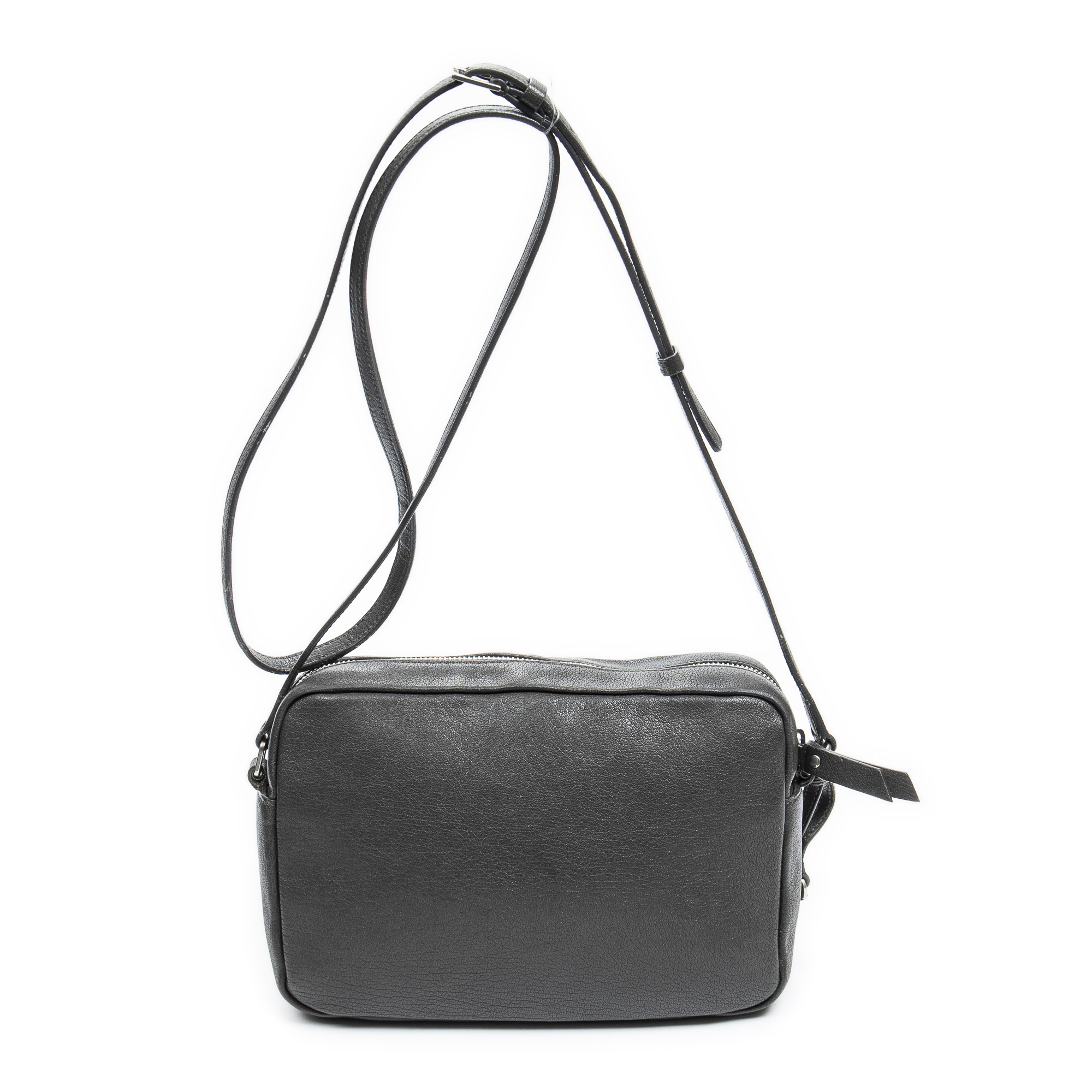 Yves Saint Laurent Lou Camera Bag en Foncé Gris Cuir Grainé BrandCo Paris