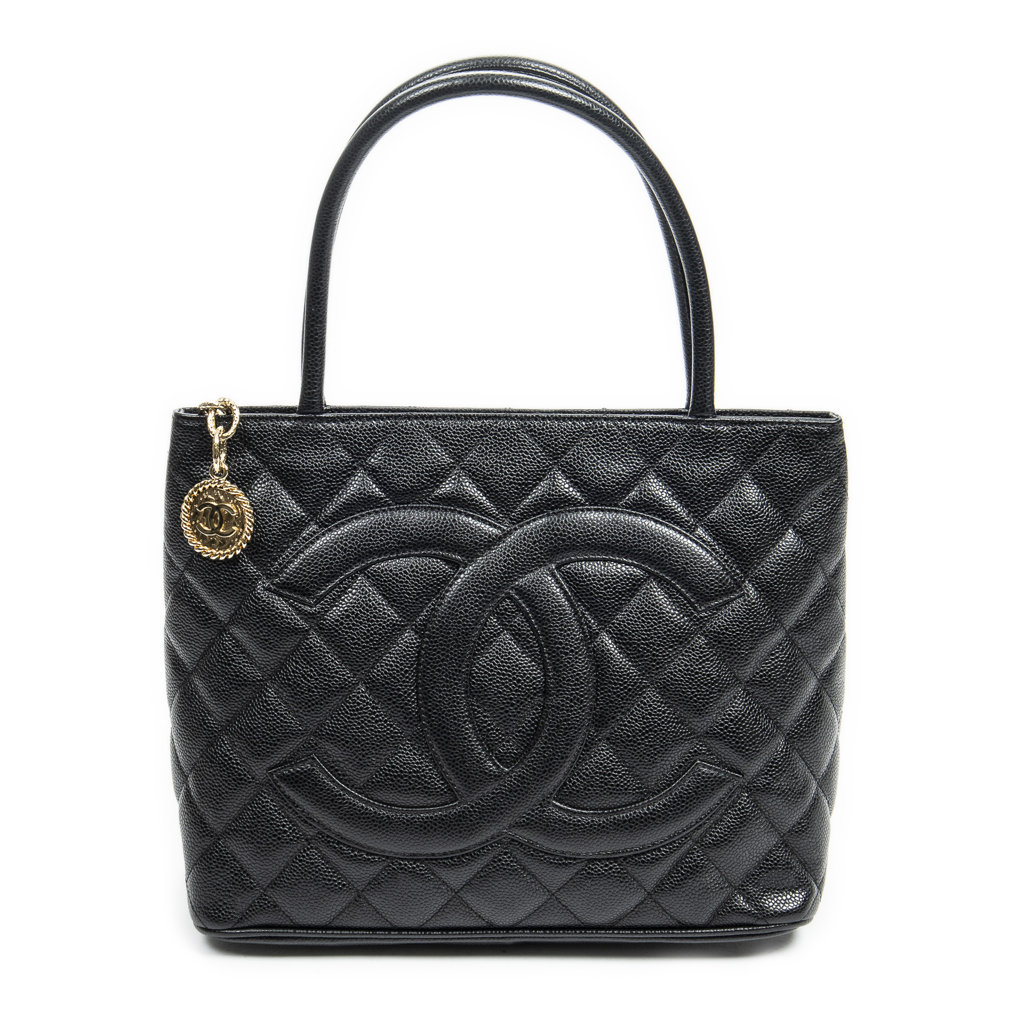 CHANEL Medallion Tote Bag in Black Caviar with Gold Hardware 2003