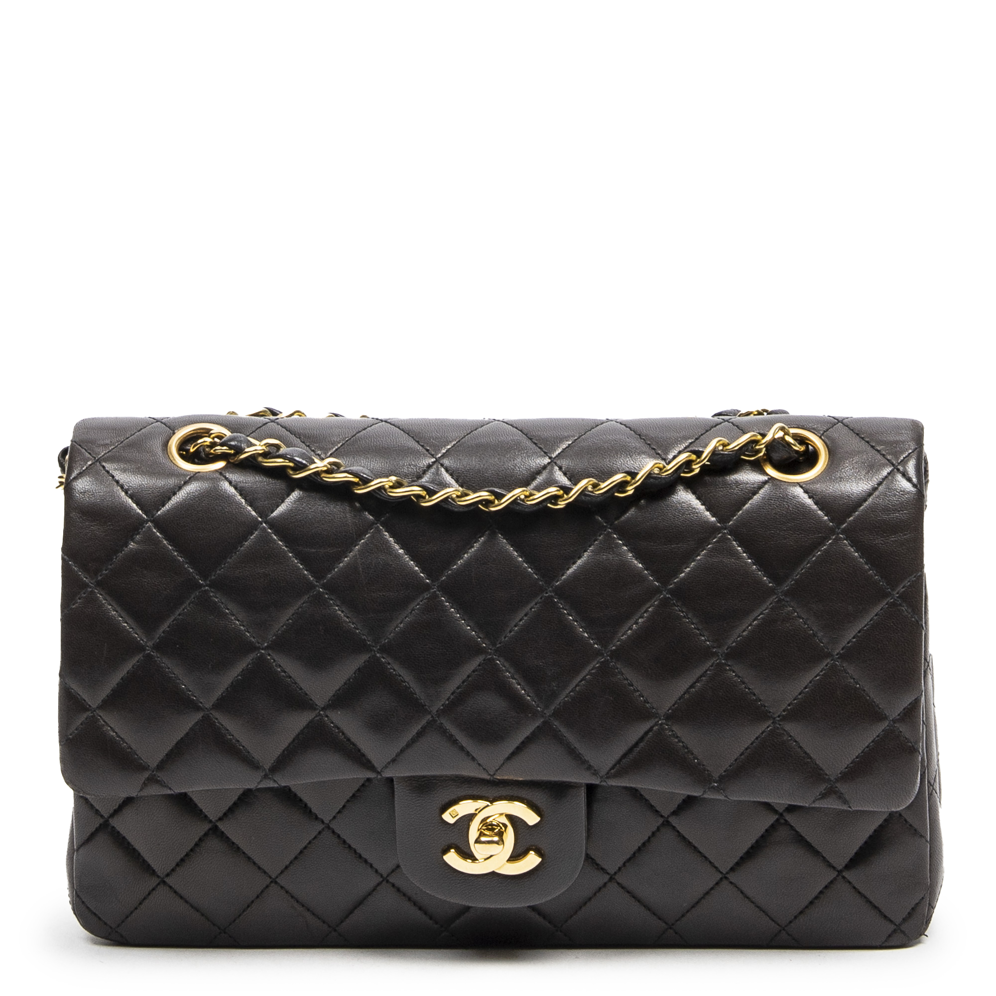 Chanel Classic Double Flap Medium Shoulder Bag Black Lambskin 3724851 97690