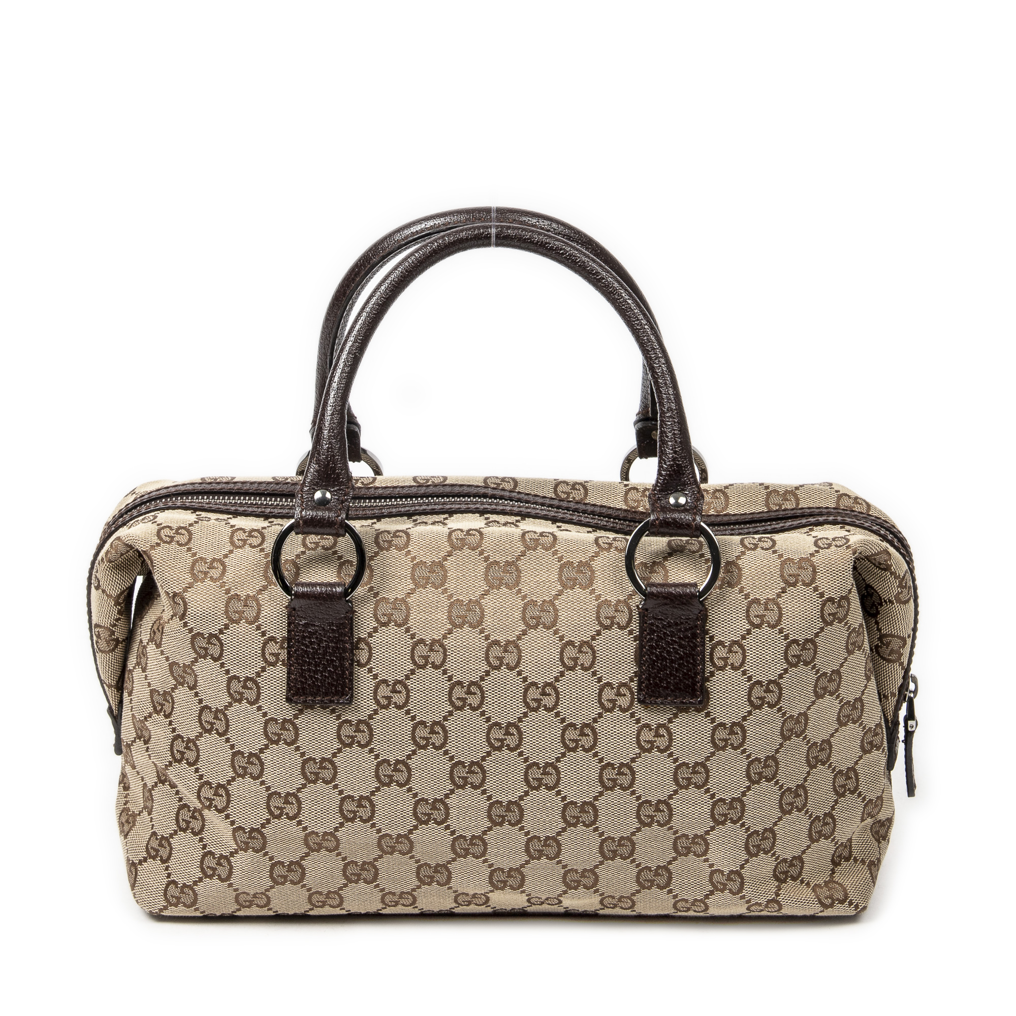 Gucci Bowling Bag en Beige/Marron Toile Monogramme BrandCo Paris