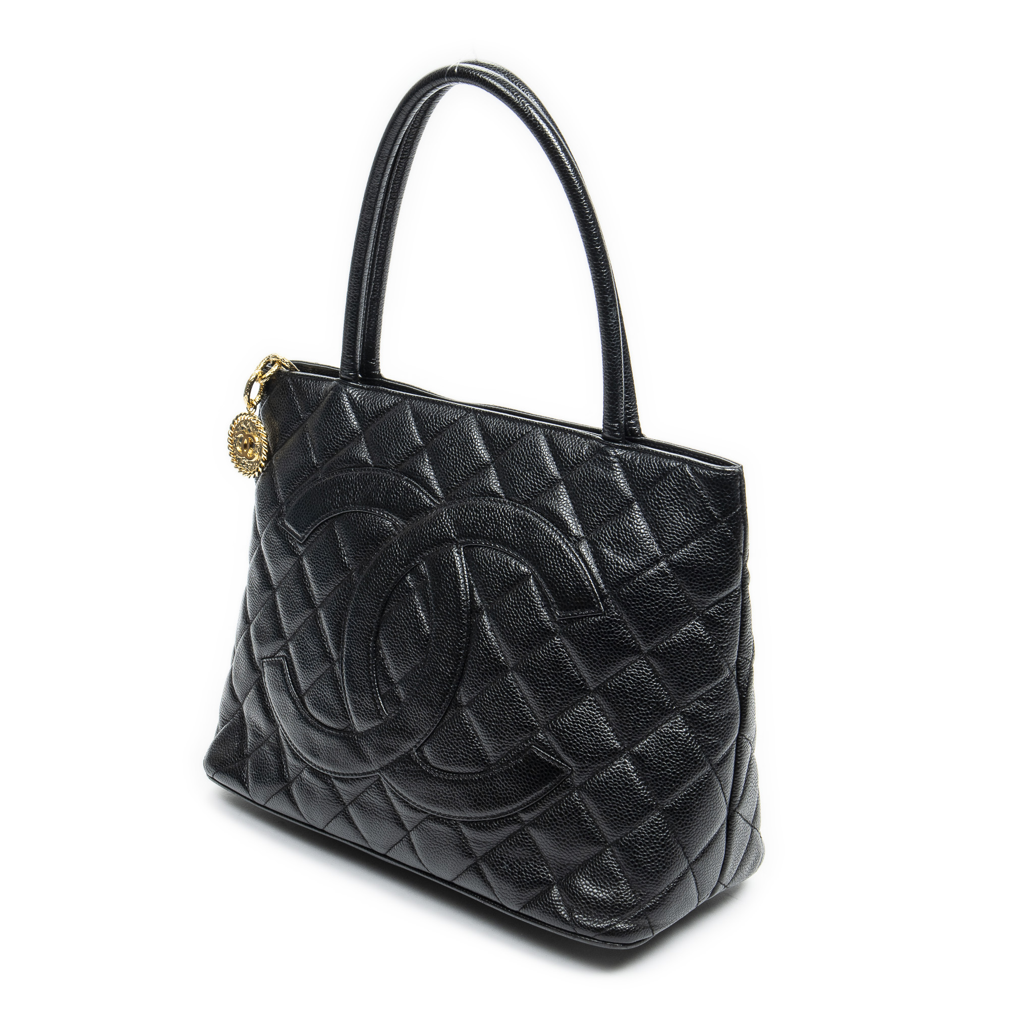 chanel caviar quilted medallion tote black