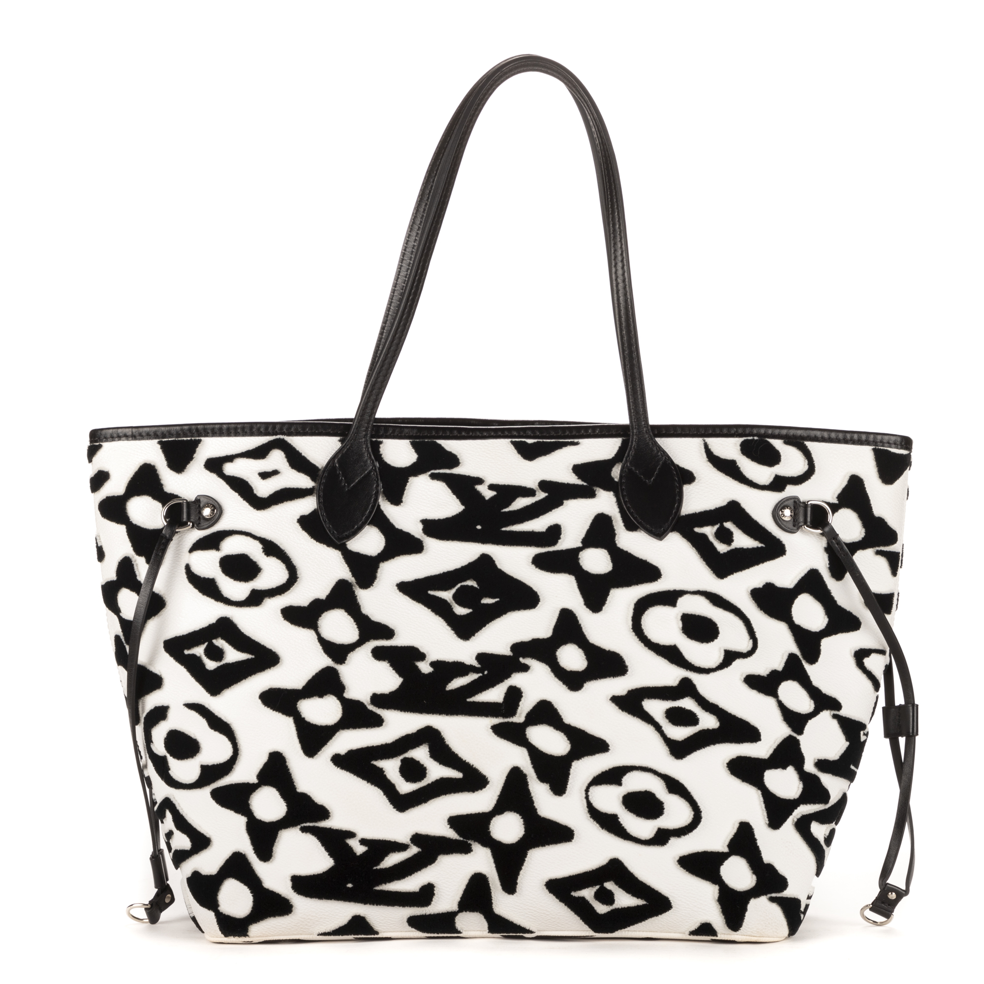 Louis Vuitton Ltd. Ed. Urs Fischer Tufted Neverfull MM en Blanc Toile enduite BrandCo Paris