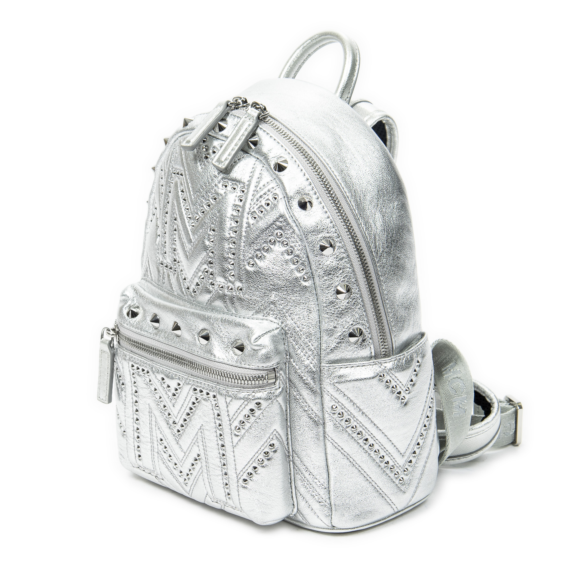 MCM Mini Stark Backpack 0 en Argent Cuir de veau BrandCo Paris